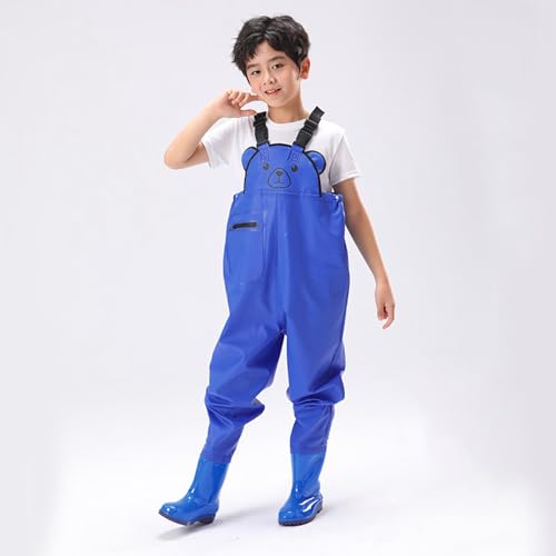 Pantalon de pêche garçon imperméable avec bottes intégrées soudées étanches