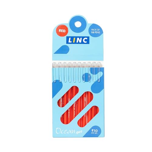 Image of Linc Ocean Classic 0.55 mm Gel Pen | Red Ink Pack Of 10