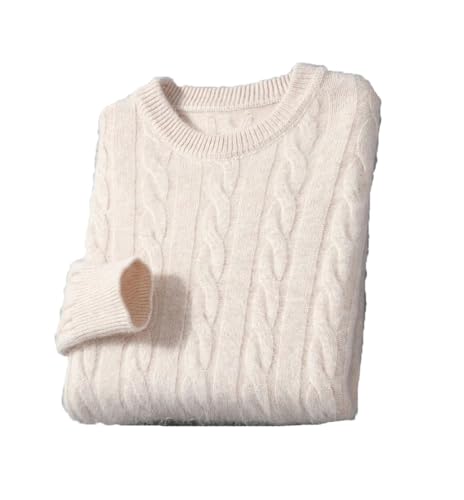 Disimlarl Men Thick Cable Knit Sweater Crew Neck Warm Jumpers Pullover Twisted Casual Sweaters