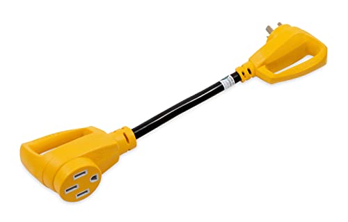 Image of Camco PowerGrip Camper /RV Dogbone Electrical Adapter | Features 30-Amp Male (NEMA TT-30P) and 50-Amp Female (NEMA 14-50R) Ends | Rated for 125V /3750W (21051)