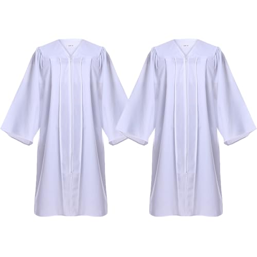 Newrara 2-Pack Adult Choir Robes, White Matte Church Gowns for Baptism, Confirmation, Graduation -Choir Robes for Men Women (White, 42)