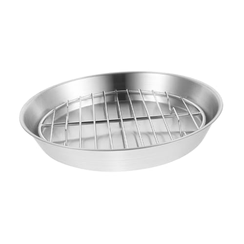 MERRYHAPY Bandeja Horno Rejilla de Acero Inoxidable Multifunción con Diseño y Drenaje de Aceite para Cocina y Camping