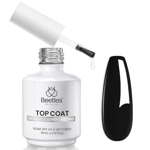 beetles Gel Polish Capa superior de gel que no se limpia 0.5 fl oz (0.5 fl oz), esmalte de uñas de gel de alto brillo de larga duración, esmalte de