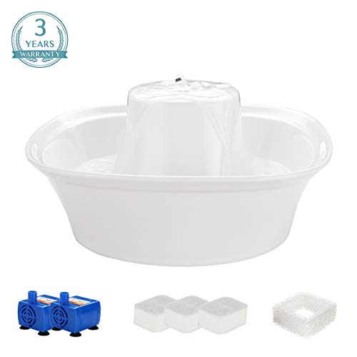 iPettie Fiumi Ceramic Pet Drinking Fountain | Ultra Quiet Water Dispenser for Cats