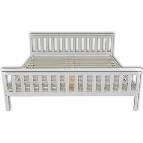 Cosmo Buy 5FT King Bed frame Pine Wooden Bed Frame Wooden durable Solid Pinewood Bed Frame Comfortable King Bed Frames of Bedroom Furniture for Teenagers Adults Kids (King (5FT) L 202, W 158, H 82) Cover