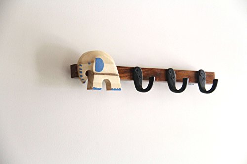 Image of IVEI Key Holder for Wall - Stylish Wooden Hook Holder for Clothes & Bags - Key /Cloth Organizer Wall Hooks - Wall Mounted Unique Key Holder for Home Decor /Office Decor with Handcrafted Elephant