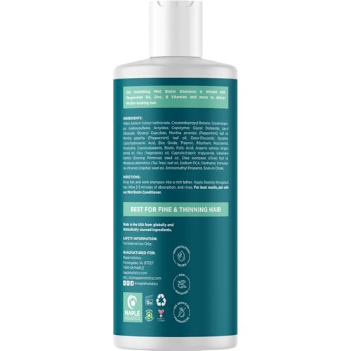 Image of Volumizing Biotin Shampoo for Thinning Hair - Invigorating Peppermint Shampoo for Fine Hair with Argan Coconut and Olive Oils - Vegan & Color Safe - Paraben Silicone & Sulfate Free (8 Fl Oz)