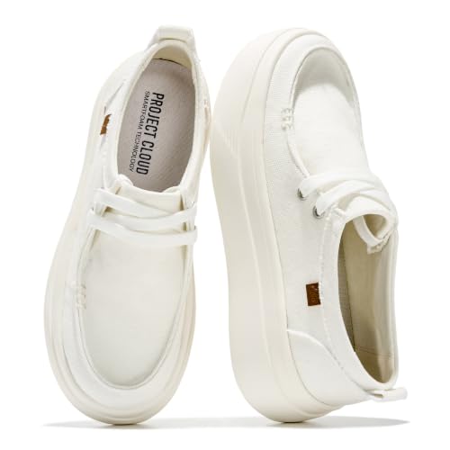 Image of Project Cloud Canvas Platform Loafers for Women Boat Shoes for Women (Dana) | Canvas Womens Sneakers with High Density SmartFoam Insole Womens Shoes - Lightweight Womens Sneakers Women Footwear