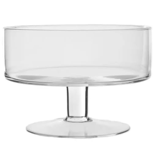 AzaliaDesign Bol décoratif en verre sur pied - Bol à fruits - Bol décoratif avec pied - Bol à bonbons - Diamètre : 20 cm - Hauteur : 12,5 cm