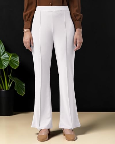 Image of Women Solid Flared Trousers Pack of 2 | High Waist Stretchable Office Pants for Women | Formal Bell Bottom Palazzo Trouser Combo
