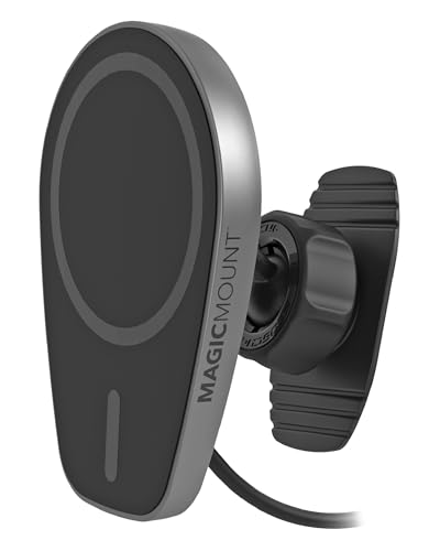 Image of Scosche MPQMD-SP MagicMount Charge Pro Qi2 Fast Wireless Charging MagSafe Car Mount Charger, 15W Magnetic Cell Phone Holder for Car Dashboard Compatible with iPhone 16 /15 /14 /13 /12 Pro Max Plus, S25