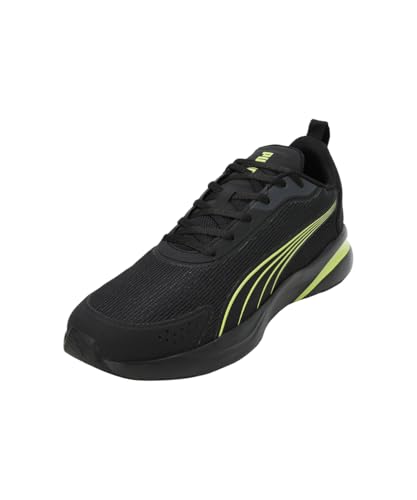 Puma, Men, Softride Rift Rushtrack, Black-Lime Pow-Flat Dark Gray, Running Shoe, 9UK, (31181001)