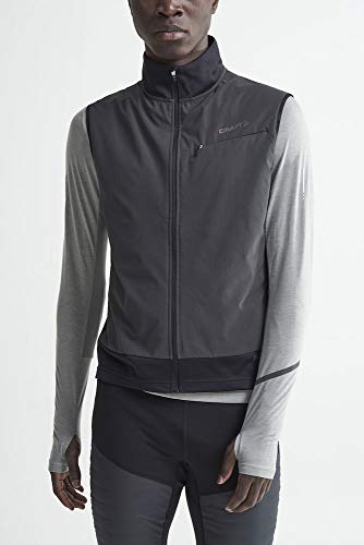 Craft Men's Lumen Subz Warm Padded Reflective Cold Weather Running Vest, Black, Medium