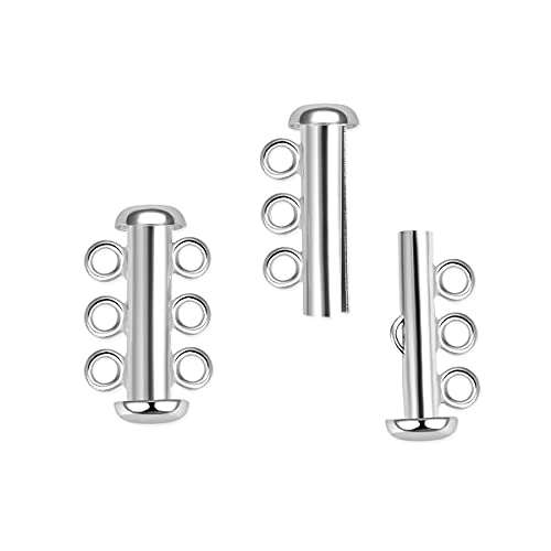 Adabele SS92-3 (1PC) 1Pc Adabele Authentic Sterling Silver 3 Strands Multi-Strand Slide Lock Tube Clasp Set Tarnish Resistant Rhodium Plated Jewelry Making Clasp Ss92-3 cover