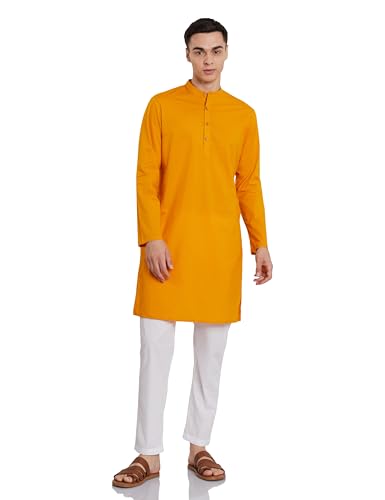 Image of Amazon Brand - Symbol Men's 100% Cotton Solid Long Length and Pant Set |Casual |Regular Fit - 2pcs (Available in Plus Sizes)