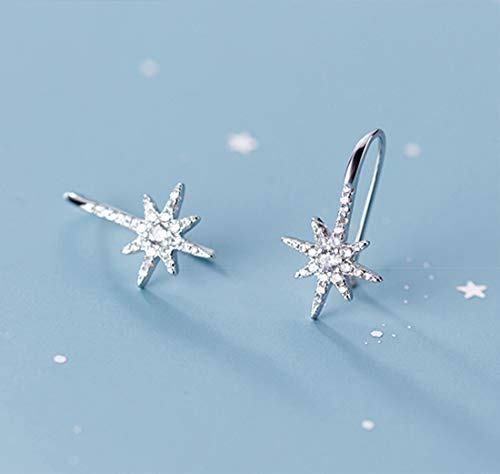 SLUYNZ Solid 925 Sterling Silver Sparkling Star Drop Earrings for Women Teens CZ Star Drop Hook Earrings2