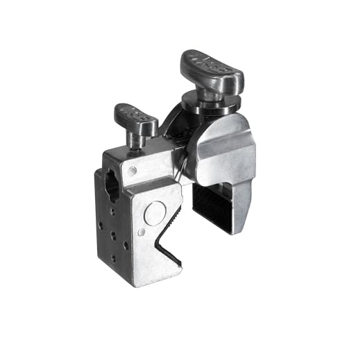 Silver Matthews Super Mafer Clamp – Heavy-Duty Grip Clamp for Content Creators, with Hex Mount Receiver, Safety Push Pin, and 1/4"-20 Thread for Camera, Lighting, and Rigging Accessories