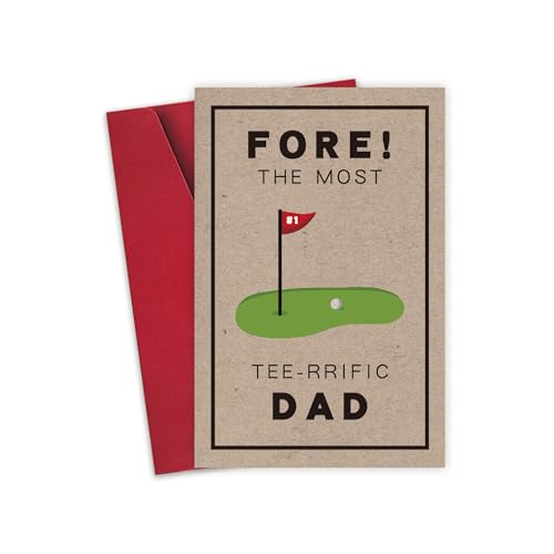 Detuca Father's Day Card for Golf Dads, Fore! The Most Tee-rrific Dads Golf Pun Cards for Dad, Birthday Card for Dad