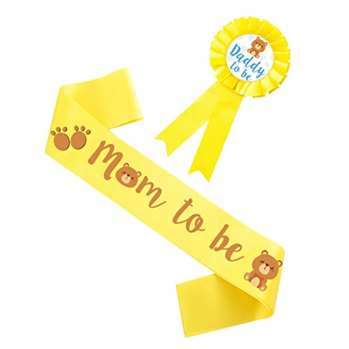 Toddmomy Mom Shower Set Sash Corsage Pins Mommy to Be Sash Daddy to Be Pin Baby Announcement Decor