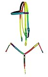 PRORIDER Horse Nylon Bridle Rainbow Gaming Contest Riders Headstall Breast Collar 601RBB