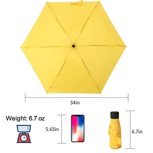 Gaoyaing Compact Travel Umbrella Sun&Rain Lightweight Totes Small And Compact Suit For Pocket Yellow #TOP2