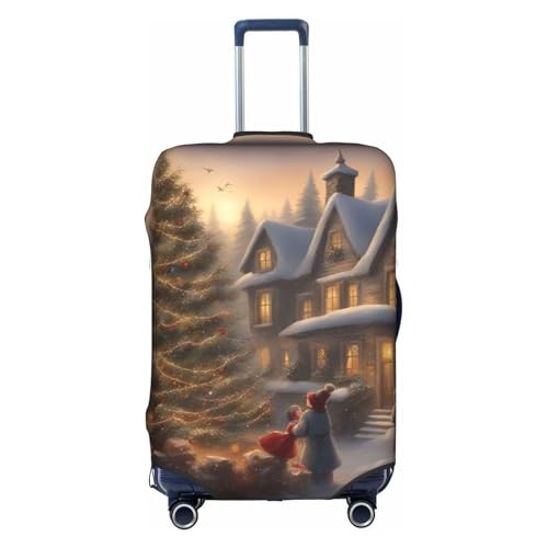 Merry Christmas Print Travel Elastic Suitcase Luggage Baggage Cover Protector, Washable And Anti-Scratch