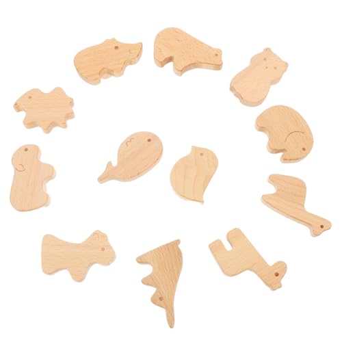 DOITOOL 12pcs Wooden Animal Drawer Knobs Fun Shapes Boys and Girls Room Cabinet Knobs Sea Jungle Animal Pull Handles for Dresser