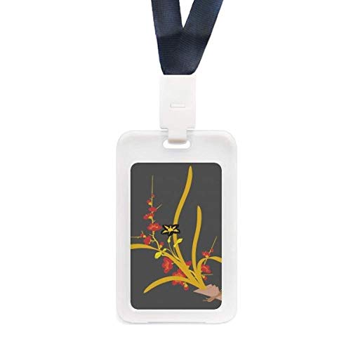 Étui de protection transparent motif fleurs japonaises pour carte d'identité nationale et badge