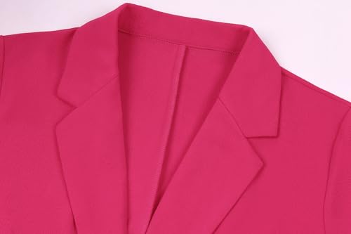 Blazers for Women Long Sleeve Tailored Suit Notched Lapel Button Front Blazer Jackets with Pockets(Hot Pink XL)4