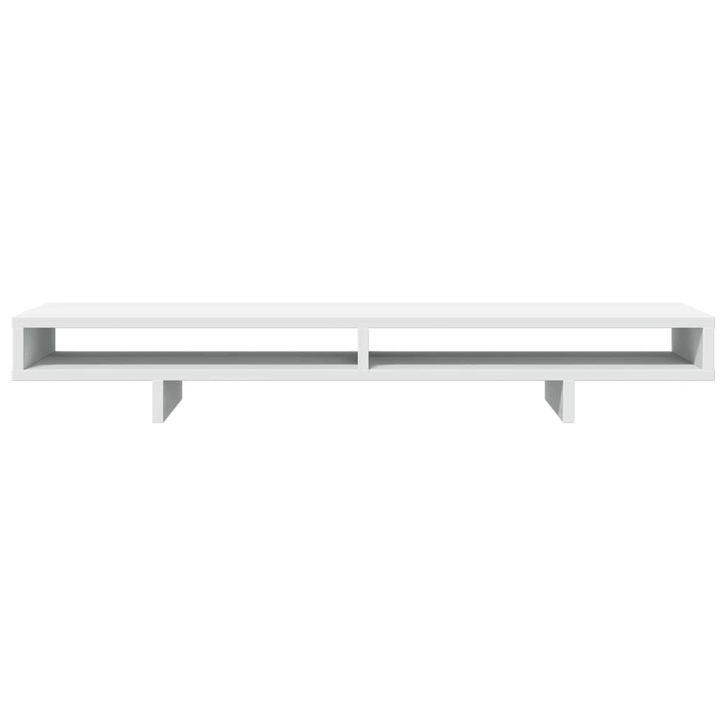 Supporto per monitor bianco 100x27x15 cm legno di ingegneria | 2 scomparti di stoccaggio, superficie resistente all'umidità, facile da pulire, organizer da scrivania