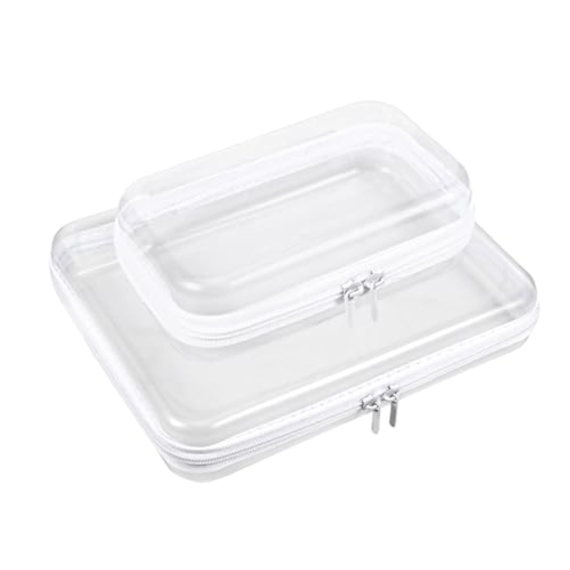 2 Pcs Clear Hard Shell Zipper Case Set