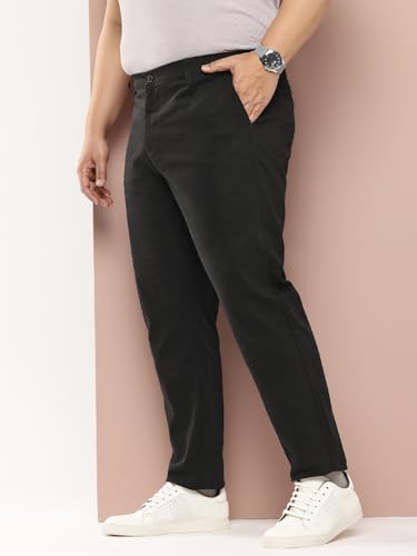 Image of Thomas Scott Men's Smart Plus Size Regular Fit Solid 100% Cotton Chinos Trouser with 4 Pockets | Woven Casual Pants