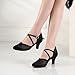 Imagen de Uonpie Zapatos de Baile de Salón Punta Cerrada Satén Tacón Bajo Negro Zapatos de Baile Latino Salsa de Entrenamiento para Mujer