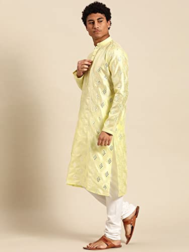 Image of Rajubhai Hargovindas Men's Jacquard Work Kurta Set
