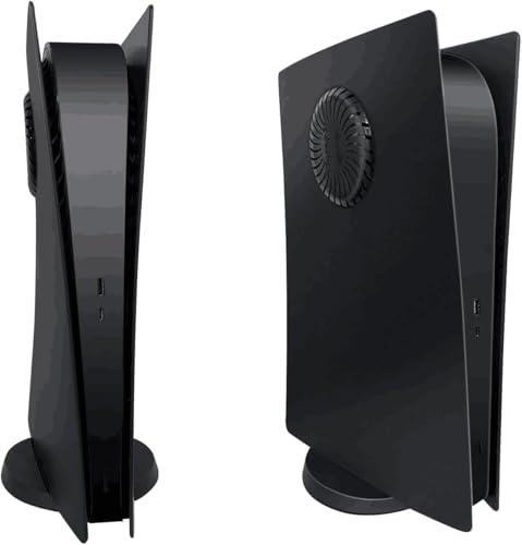 Mcbazel PS5 Consola de la Cubierta con Ranuras de Aire de refrigeración de reemplazo de la Placa Frontal para la Consola de PlayStation 5 Digital Edition- Negro(No para PS5 Slim)