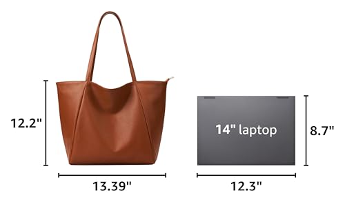 Image of KALIDI Large Tote Bag Vegan Leather Casual Zipper Work Bag Weekender Hobo for Women 16L Oversize Shoulder Travel Purse