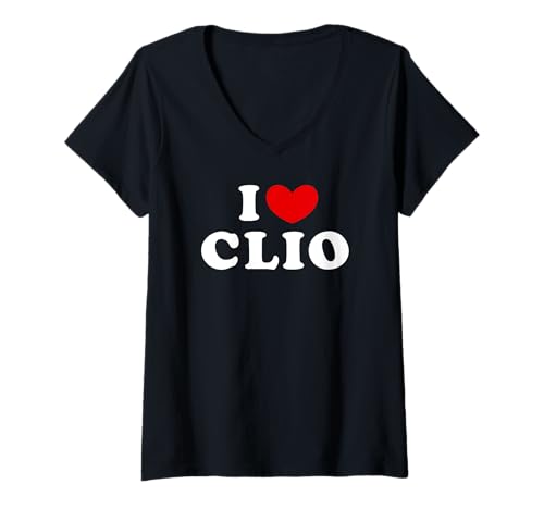 Femme I Love Clio, J'Aime Clio T-Shirt avec Col en V