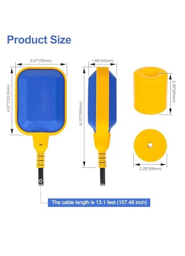 Image of HYDRO FLOW Automatic Water Level Controller Float Switch | Motor Auto On /Off System for Water Tank | Fully Automatic Cut-Off Sensor with 3 Meter Wire (Pack of 1)
