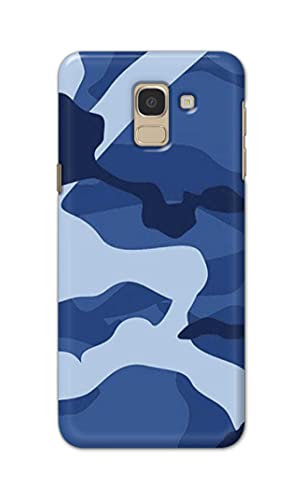 Image of Printed Hard Back Cover Case for Samsung Galaxy J6 | Samsung Galaxy On6 Back Cover (Army Blue Pattern) -702