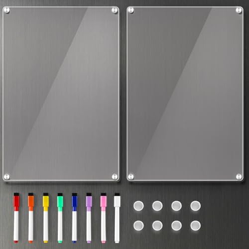 2 Pack 12''*8'' Acrylic Magnetic Whiteboard for...