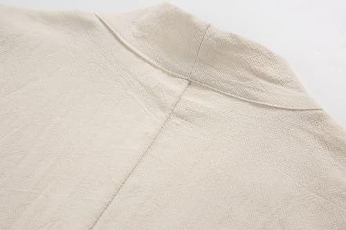 Image of Mens Japanese Kimono Cardigan Cotton Linen Haori Fashion 3 /4 Sleeve Yukata | Shawl Collar Kimono Jacket Robe Embroidery Patchwork Happi Coat Tie Pockets Lightweight Outerwear Daily Casual All Seasons