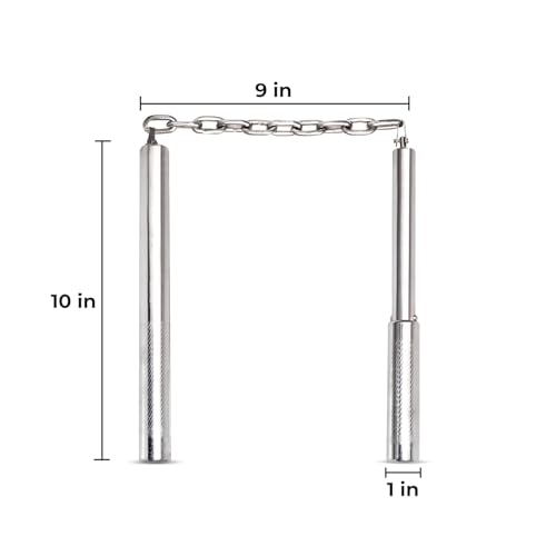 Image of Ciko Nunchaku and Safety Sticks Stainless Steel and Metal Dual Function 2 in 1 karte Sticks Nunchaku Training Exercise Short Stick (India Steel Dual Function)