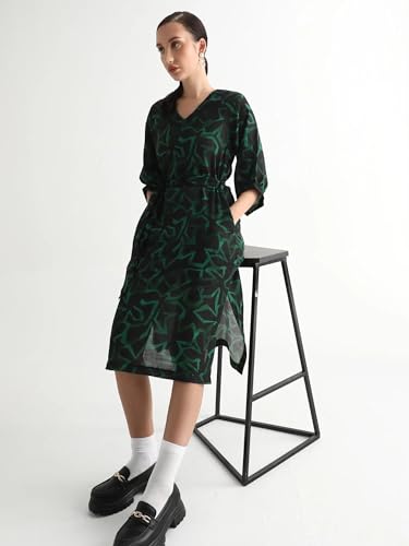 Image of RAREISM A-LINE Geometric Print MIDI Dress