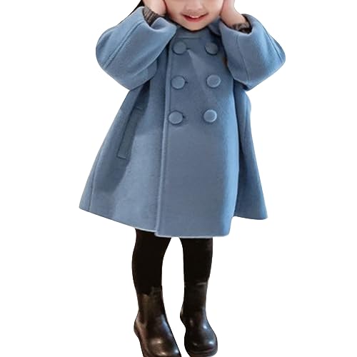 Generisch Niños en lana larga algodón bebé niña espesar abrigo cruzado en invierno chaqueta de peluche niños, azul, 6-7 años