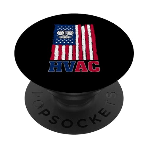 American Flag US Patriotic Funny HVAC Technician Mens Woman PopSockets Standard PopGrip