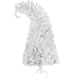 CCINEE 5ft Pop Up Bent Top White Christmas Trees,Outdoor Christmas Decorations Porch Decor Bentable Artificial Tinsel Xmas Tree Santa Hat Style for Holiday Home Apartment Office Display
