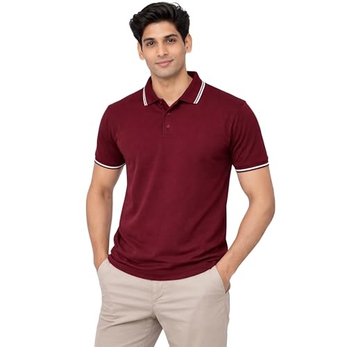 Image of Hangout Hub Men's Polo T Shirt | Solid | Plain Regular Fit Tees|Collar T-Shirts|Half Sleeves|Set of 1 & 2|HH.MP.MAR