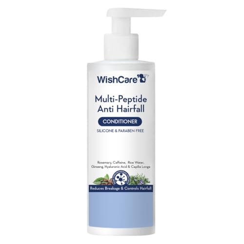 WishCare Multi Peptide Anti Hairfall Conditioner | Controls Hair Fall, For Frizzy Hair & Dry Hair | With Rice Water, Rosemary, Capilia Longa, Hyaluronic Acid & Caffeine | For Women & Men | 200ml