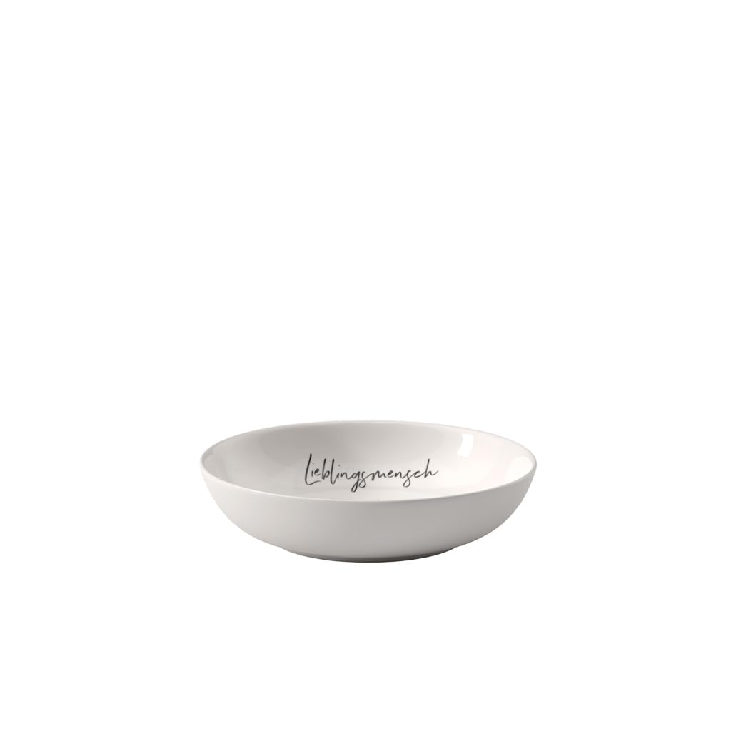 Villeroy & Boch - Statement Shallow Bowl Lieblingsmensch, ⌀18 cm, Premium Porcelain, White, Medium