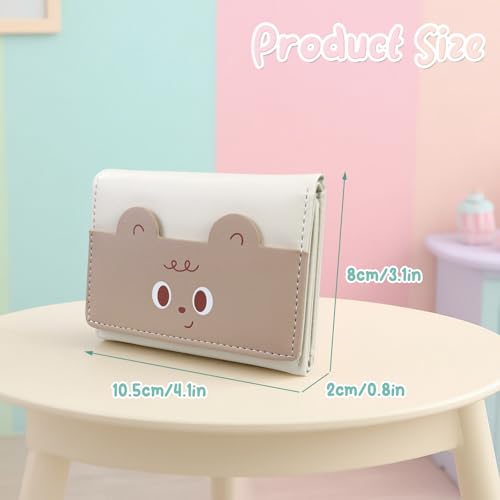 Cute Wallet for Women, Small Wallet with Cute Cartoon Pattern, Trifold PU Leather Ladies Wallet Slim Card Holder with 7 Slots 1 ID Window 1 Cash Pocket (Pink)2